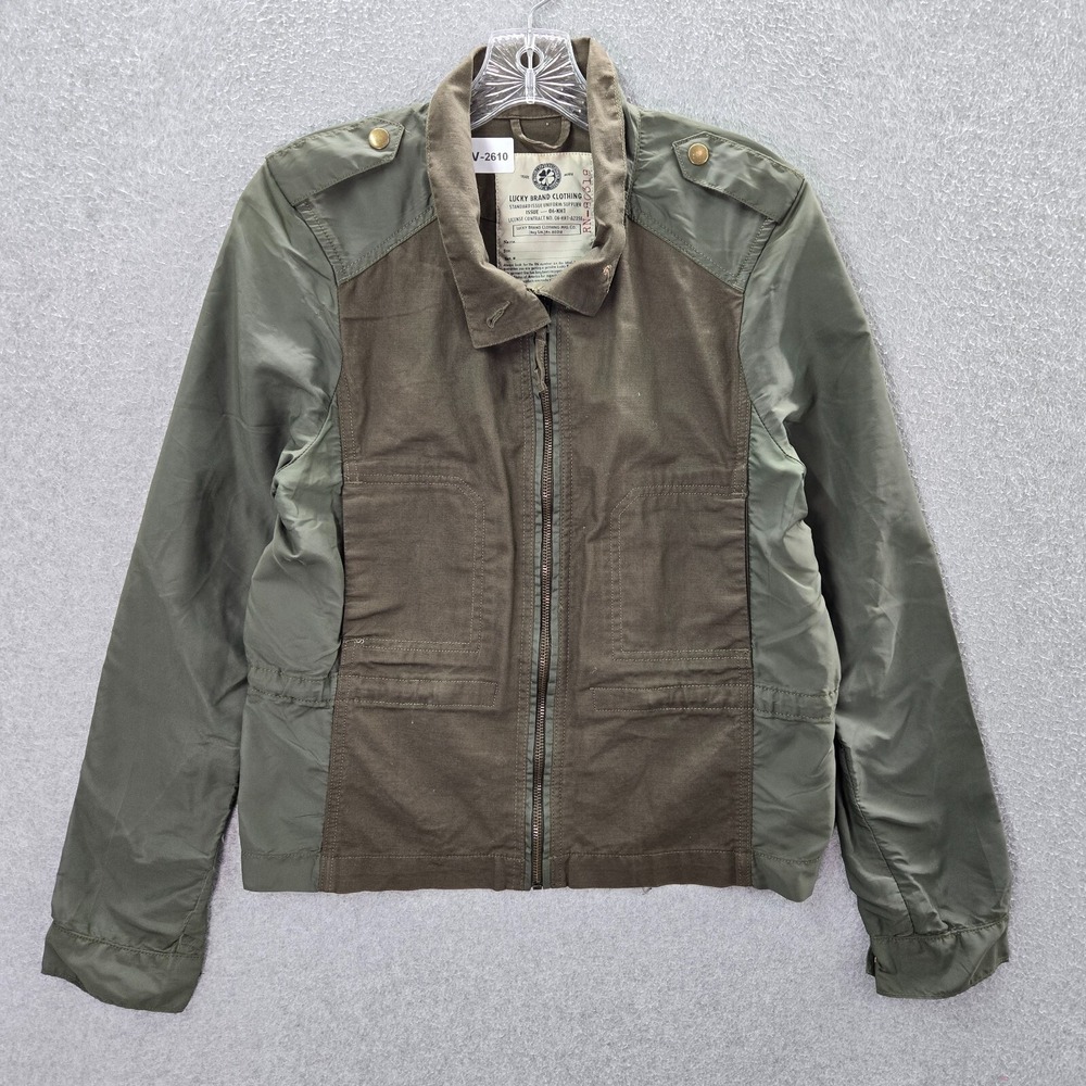 Lucky‎ Brand Women Jacket Medium Green Griffith Military Full Zip Collar